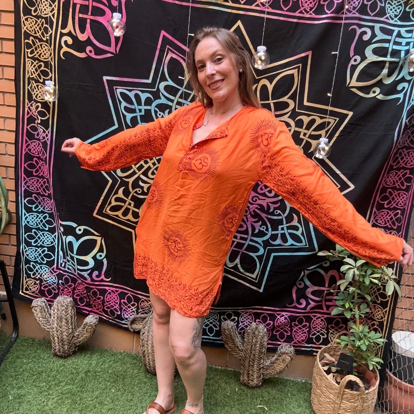 Túnica Bohemia Naranja- Espíritu libre y estilo artesanal
