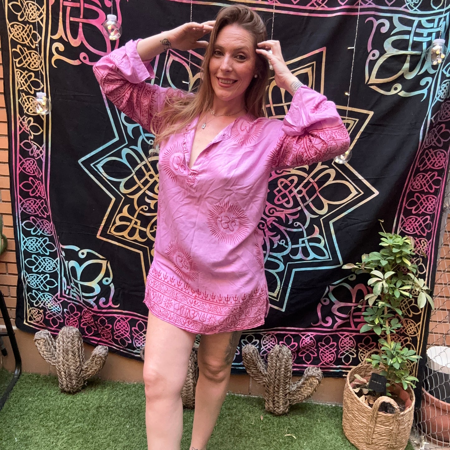 Túnica Bohemia Rosa- Espíritu libre y Estilo Artesanal