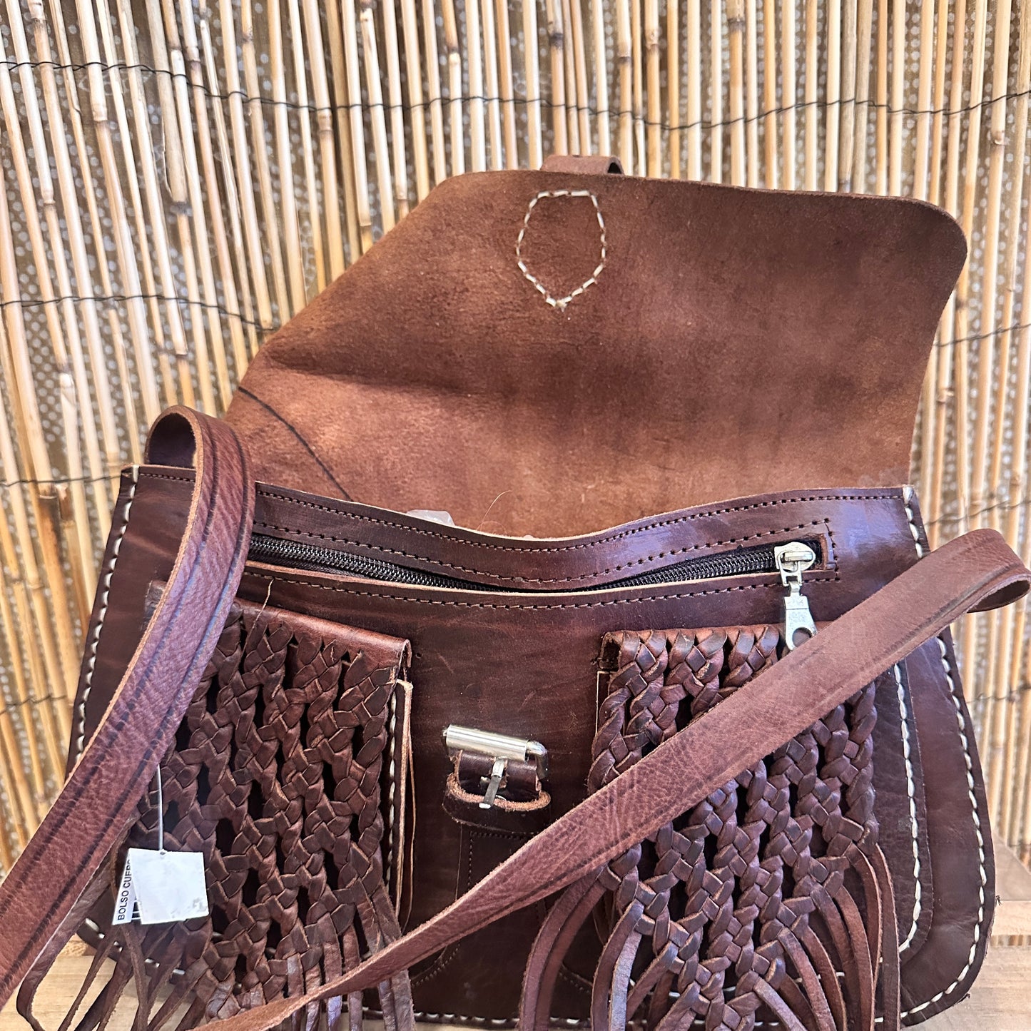 Bolso cuero trenzado Raíz