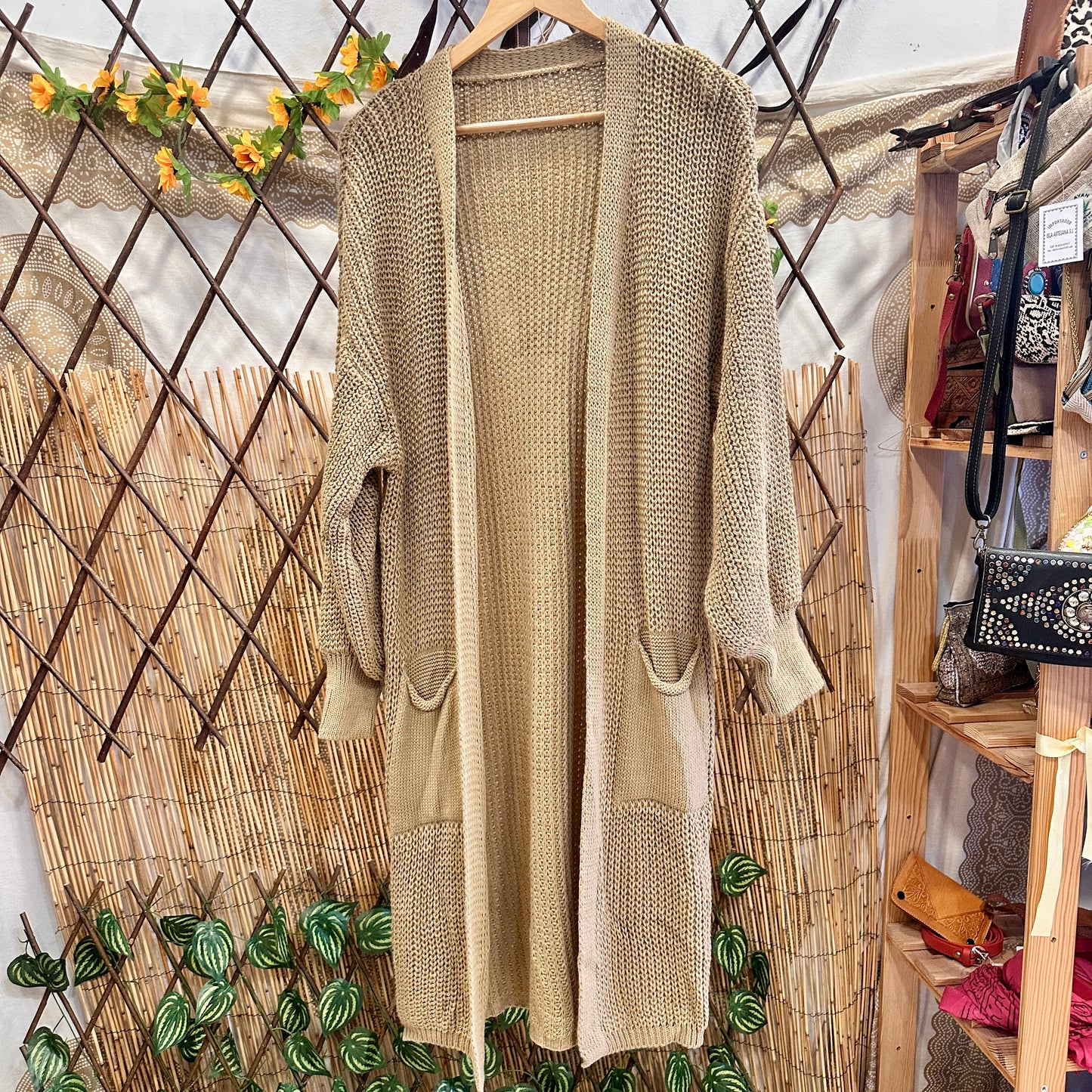 Chaqueta larga Boho punto