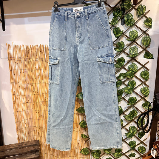 Pantalón denim cargo boho